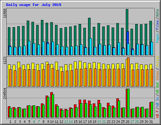 Daily usage for July 2019