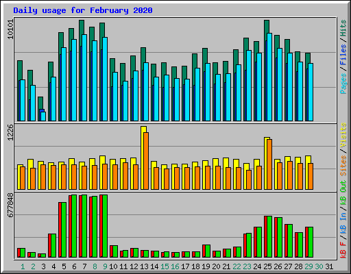 Daily usage for February 2020