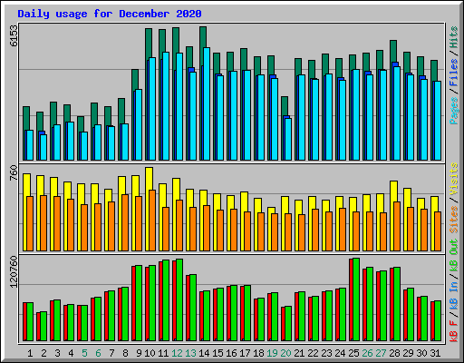 Daily usage for December 2020