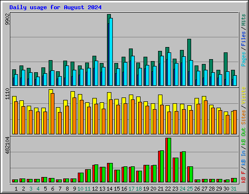 Daily usage for August 2024