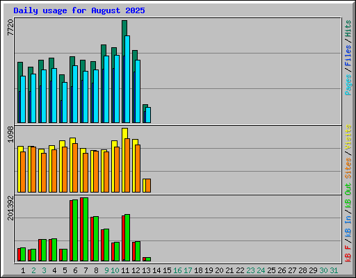 Daily usage for August 2025