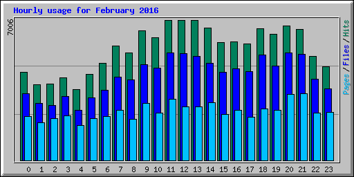 Hourly usage for February 2016